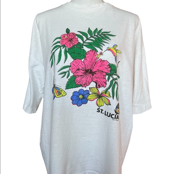 Vintage Tops - Vintage oversized graphic t shirt single stitch floral Hawaii